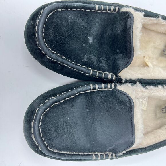 UGG Australia Women Size 8  Black Fur Lined Slipper Moccasin Slip On - Picture 11 of 11